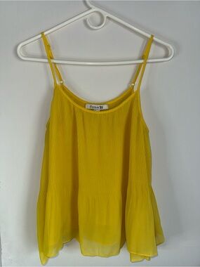Flowy Yellow Pleated Cami Tank Top